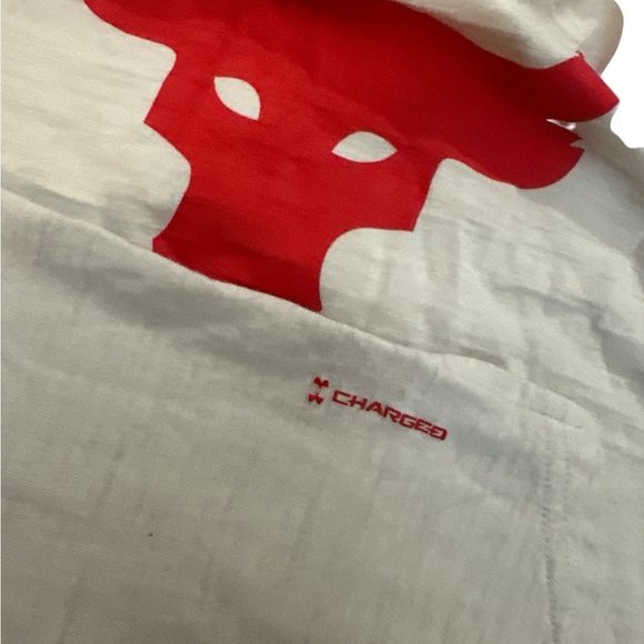 EUC Kids Under Armour Project Rock Silver  and Red Hoodie T-Shirt YXL - Picture 1 of 3